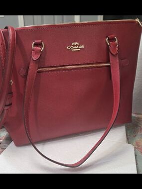 Coach Red Leather  Zip-Top Tote